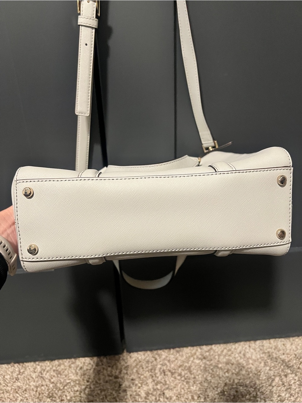 NWOT Kate Spade Saffiano Newbury Lane satchel/crossbody bag light gray - Picture 9 of 12
